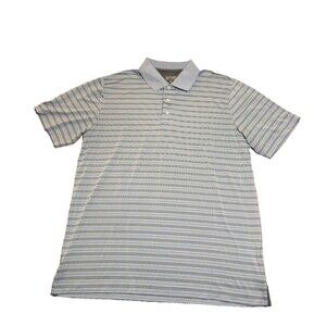 Brooks Brothers Mens Polo Shirt Striped Blue Gray Sz L